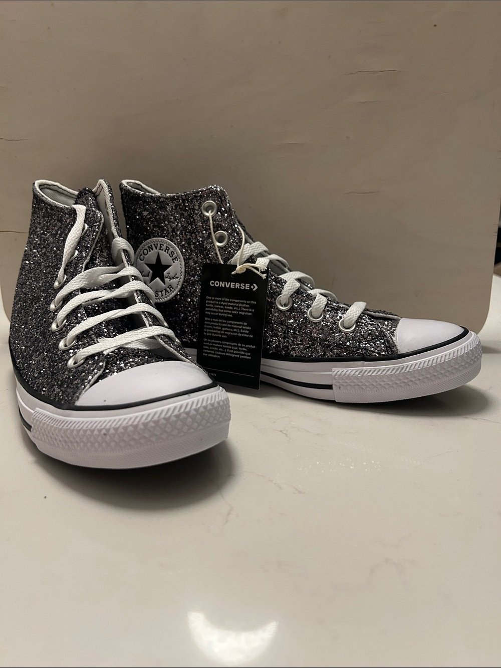 Converse' Womens Glitter High Top Sneakers - Silver